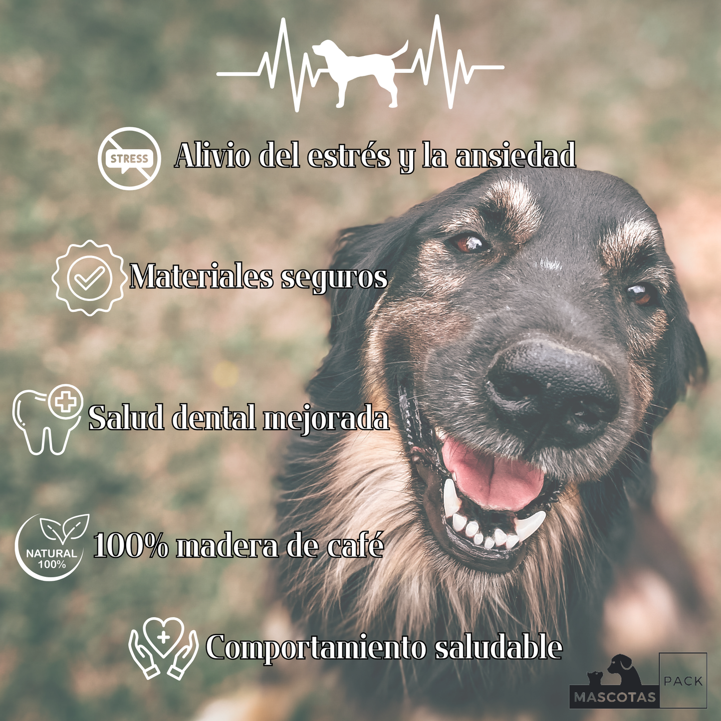 Mordedor natural de madera de café para perro