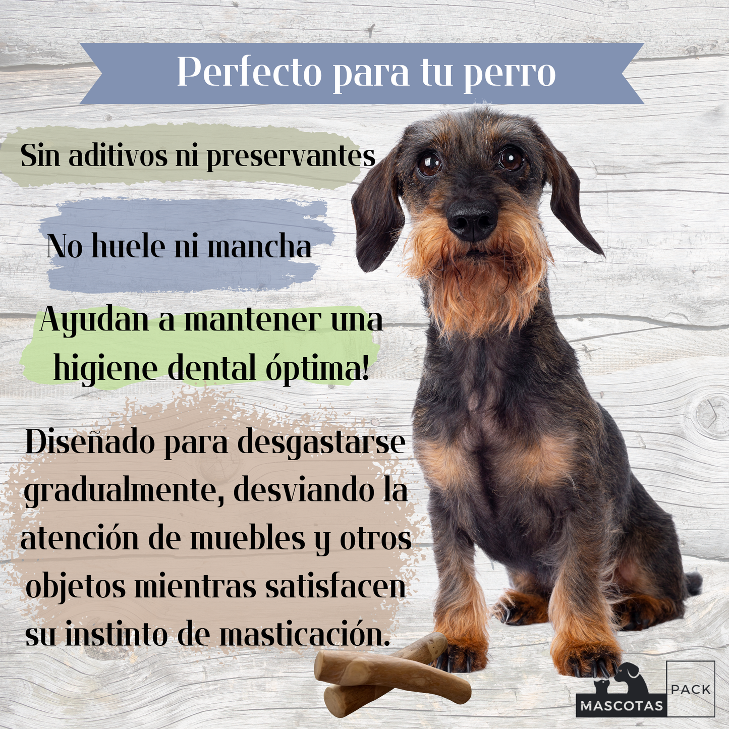 Mordedor natural de madera de café para perro