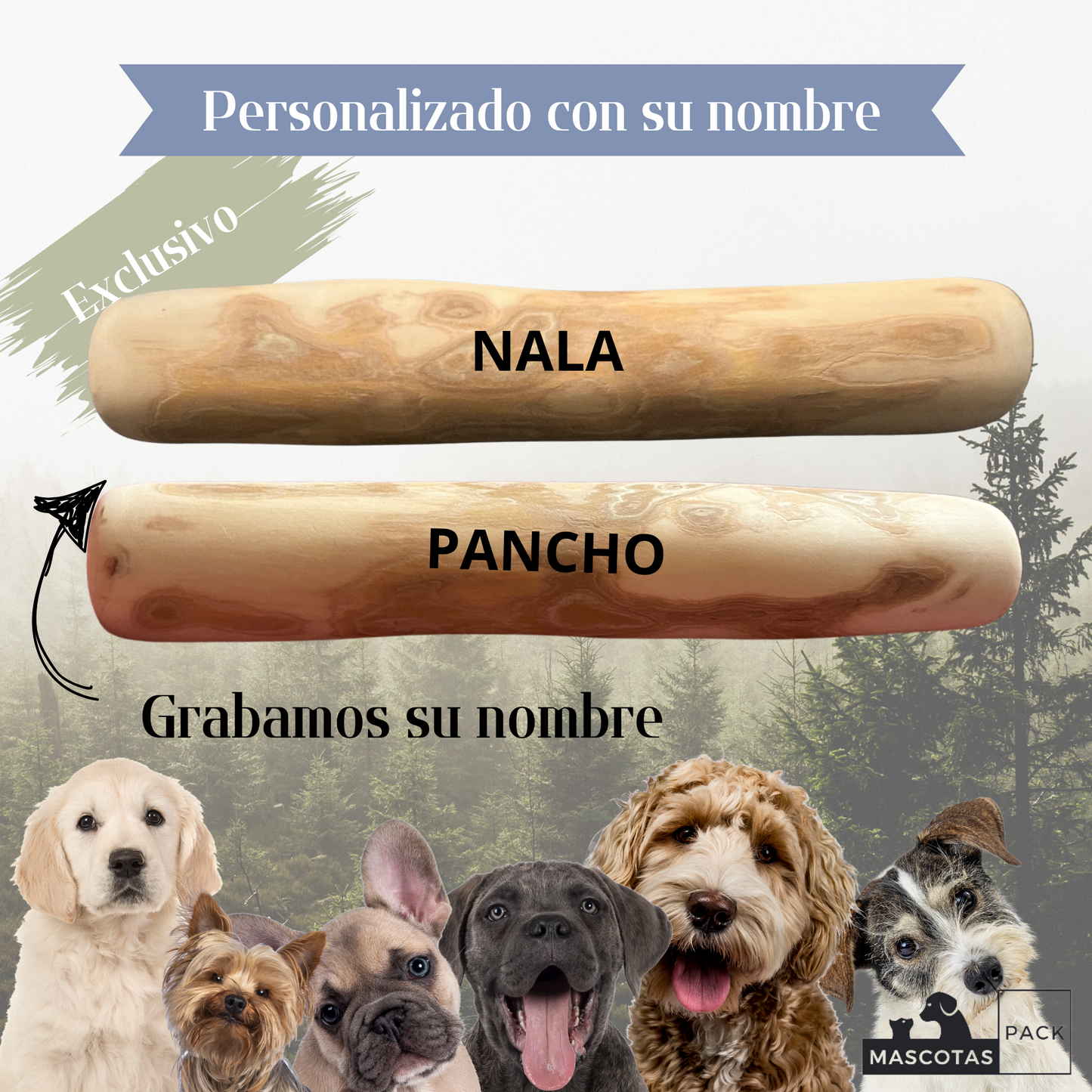 Mordedor natural de madera de café para perro